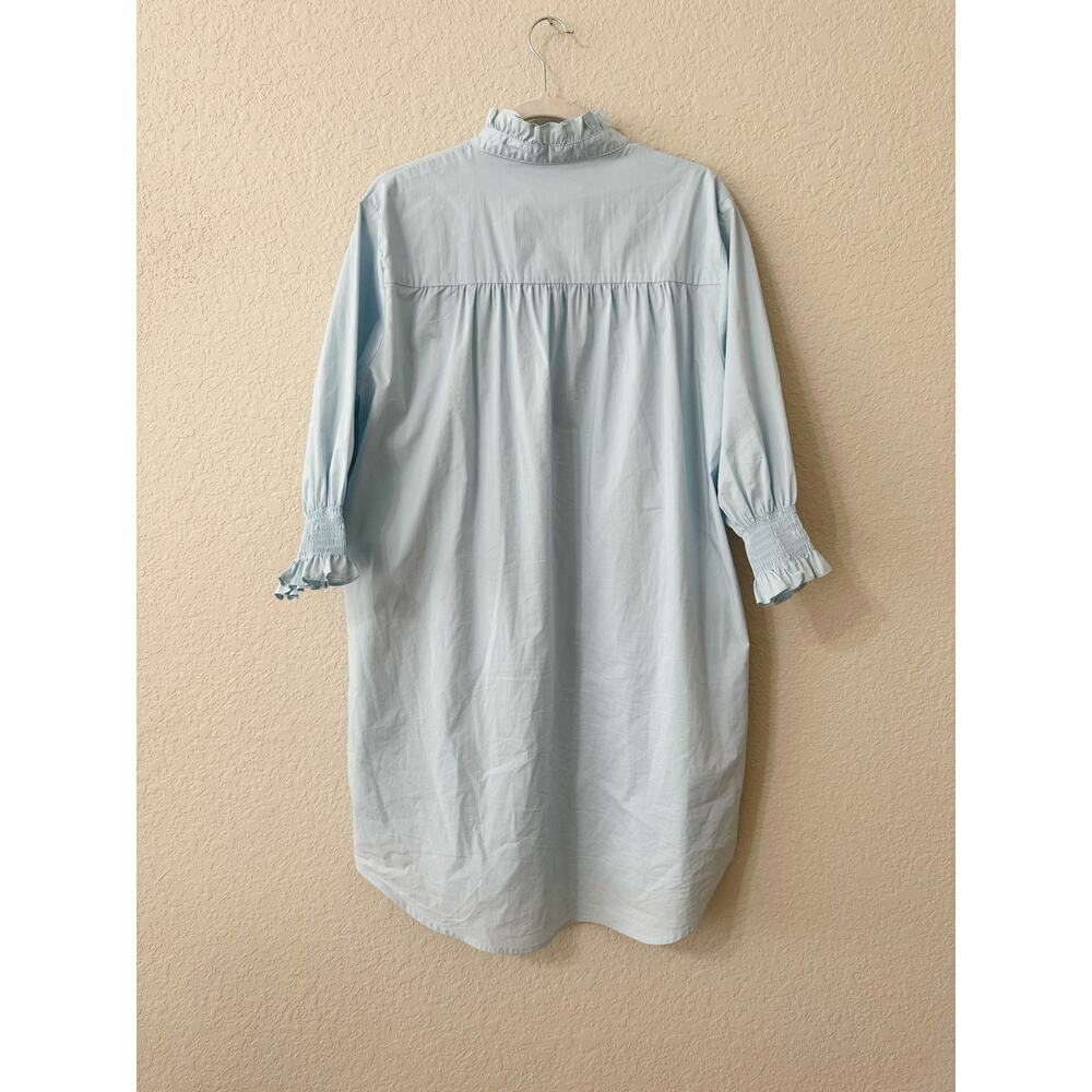 Caryn Lawn Kimberly Ruffle Collar Preppy Poplin Dress Light Blue Size M - Picture 4 of 5